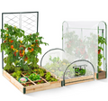 Kit complet : 3 carrés potagers et serre à tomates + treillis + housse