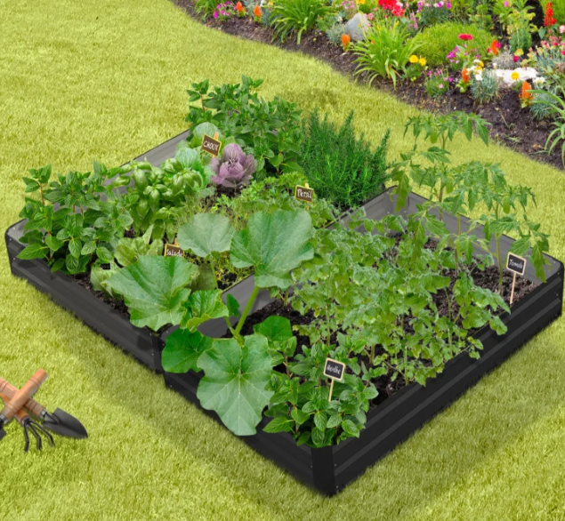 Jardinières surélevées en métal gris