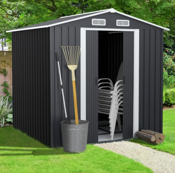 Abri de jardin en acier galvanisé gris